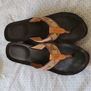 Coach signature women's mid height wedge thong sandals